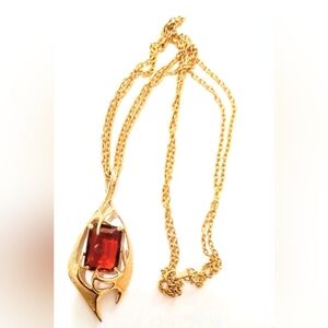 Vintage Mid Century Sarah Coventry Molten Topaz Pendant Necklace MAKE OFFER!